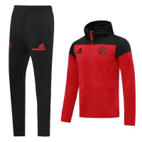 Спортивный костюм Манчестер Юнайтед черно-красный с капюшоном сезон 2020-2021
