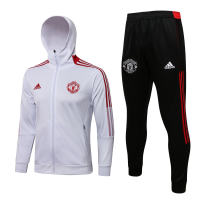 Манчестер Юнайтед спортивный костюм 2021-2022 белый с капюшоном