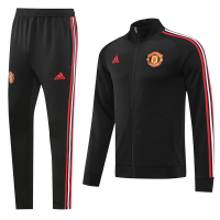 Манчестер Юнайтед спортивный костюм 2022-2023 чёрный с красными и белыми полосками