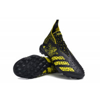 Сороконожки Adidas Predator Freak чёрные с жёлтым