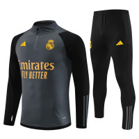 Реал Мадрид детский тренировочный костюм 2023/24 чёрно-серый