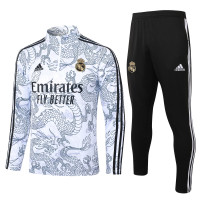 Реал Мадрид тренировочный костюм 2023/24 белый с синим драконом