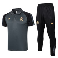 Реал Мадрид спортивный костюм с тёмно-серым поло 2023/24